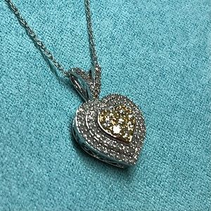 COPY - Genuine White & Yellow Diamond Heart Pendant on 14KT White Gold